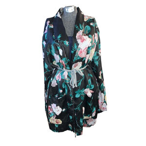 Womens Judy Knapp Robe Size M Black Floral